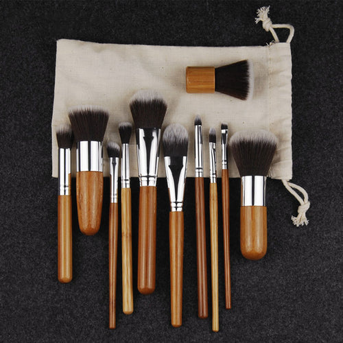 Kit de maquillage professionnel en bambou 11 pièces