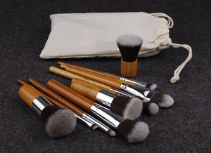 Kit de maquillage professionnel en bambou 11 pièces