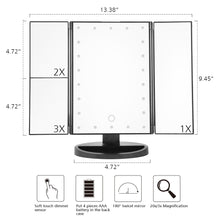 Mirroir maquillage 4 en 1.Touch Screen 1X 2X 3X 10X  22 leds