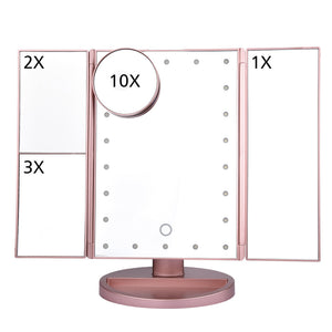 Mirroir maquillage 4 en 1.Touch Screen 1X 2X 3X 10X  22 leds