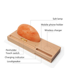 6 en 1 Station recharge induction en bois enceinte wireless et générateur d'aube sel d'Himalaya