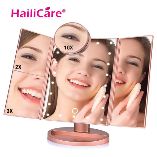 Mirroir maquillage 4 en 1.Touch Screen 1X 2X 3X 10X  22 leds